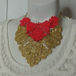 NWT! Pink and Gold Necklace & Earring Ensemble